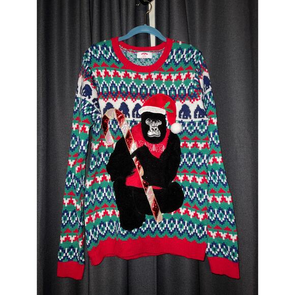 Ugly Christmas Sweater Xmas Size Medium Gorilla - Picture 1 of 3